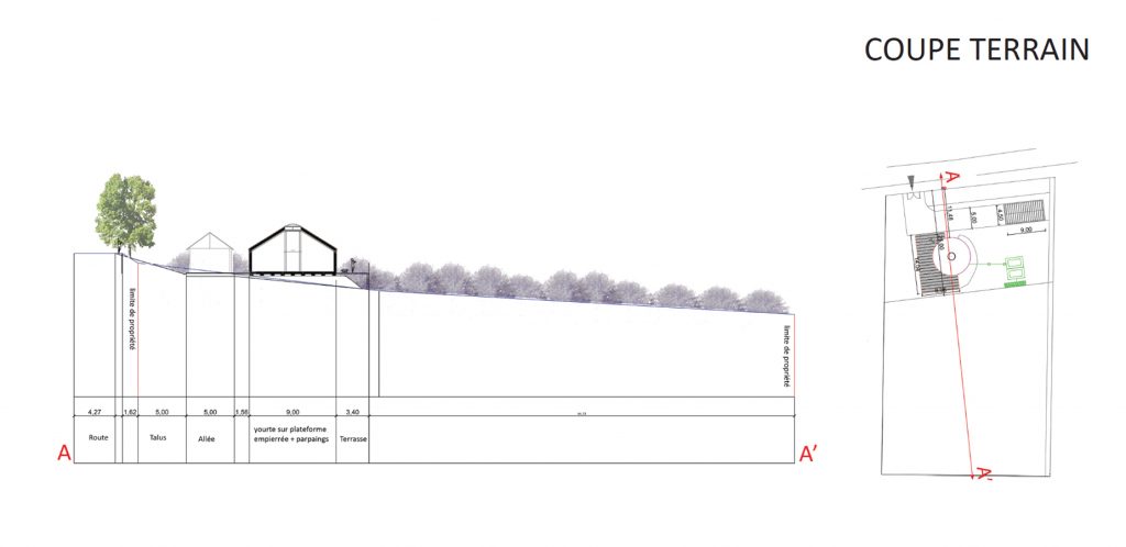 Plan coupe de terrain pour permis de construire yourte