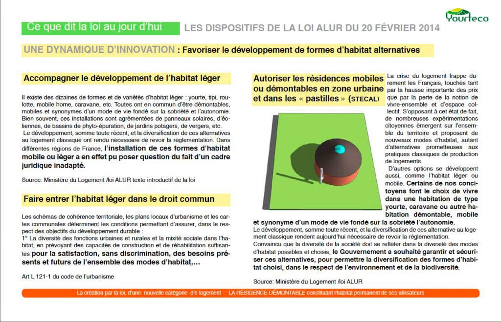 Document sur législation de la yourte contemporaine