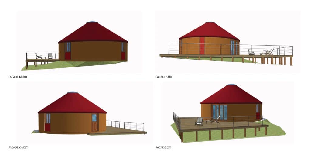 Plan des façades de yourte pour permis de construire