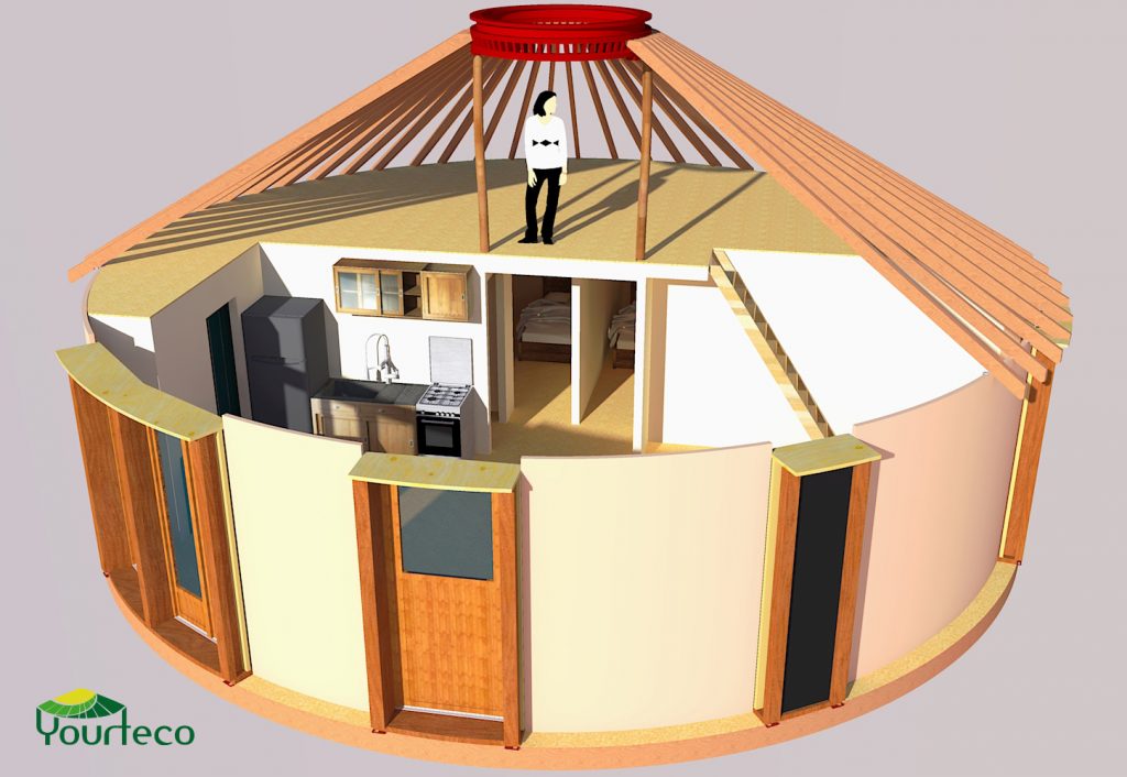 Visualisation plan yourte en bois