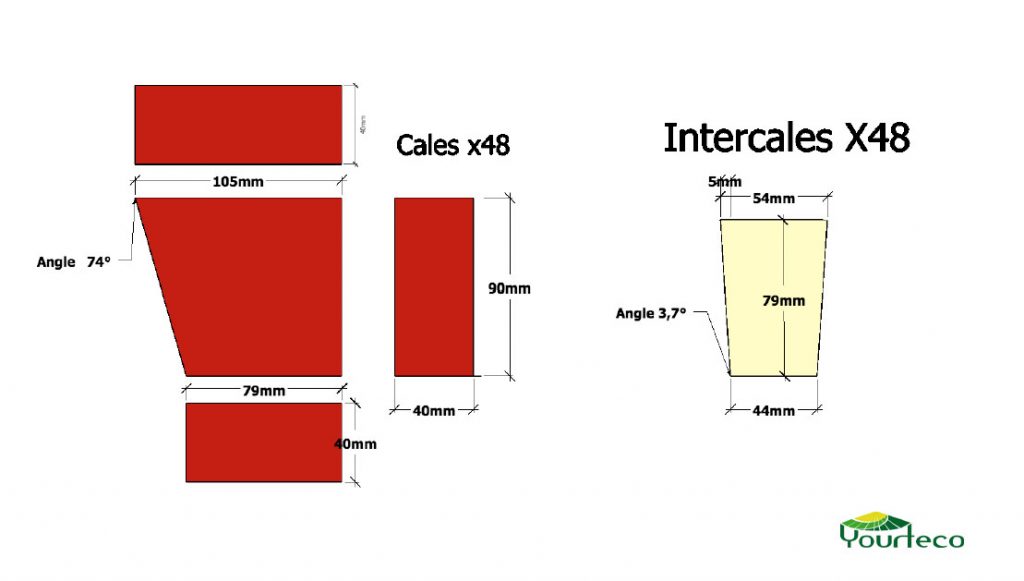 Plan de découpe des cales en bois pour yourte