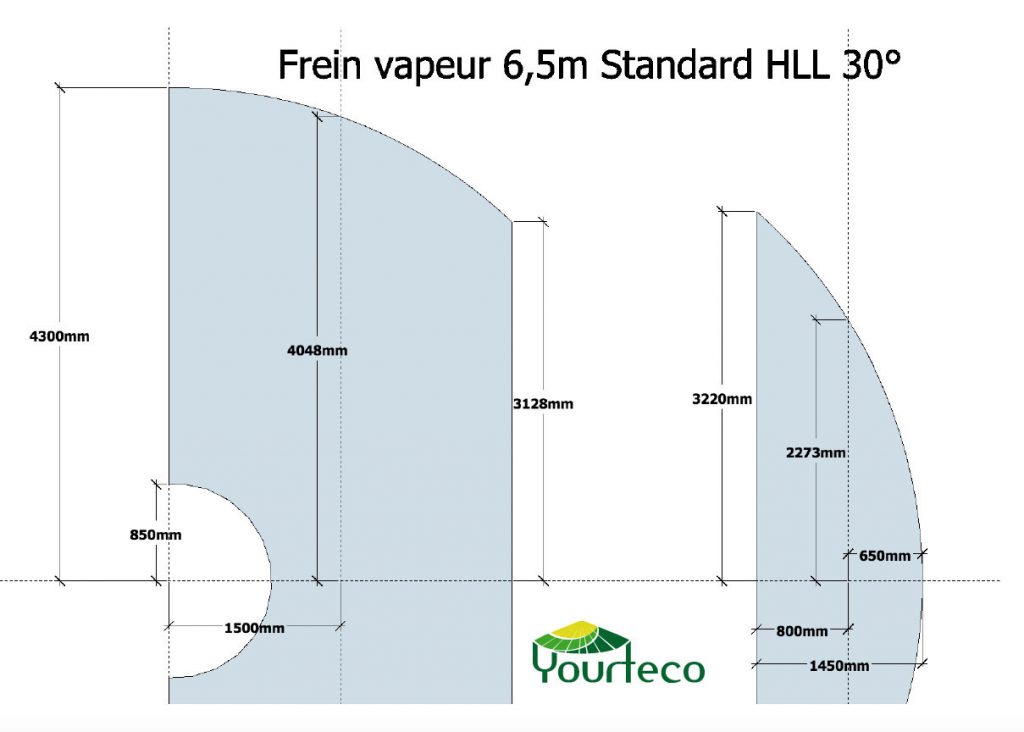 Plan de la découpe du frein vapeur anti-condensation de yourte