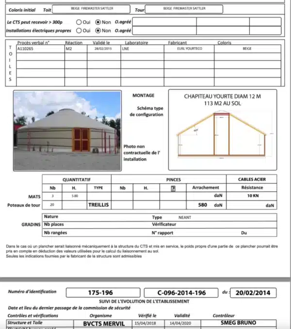 dossier de sécurité pour une yourte aux normes ERP