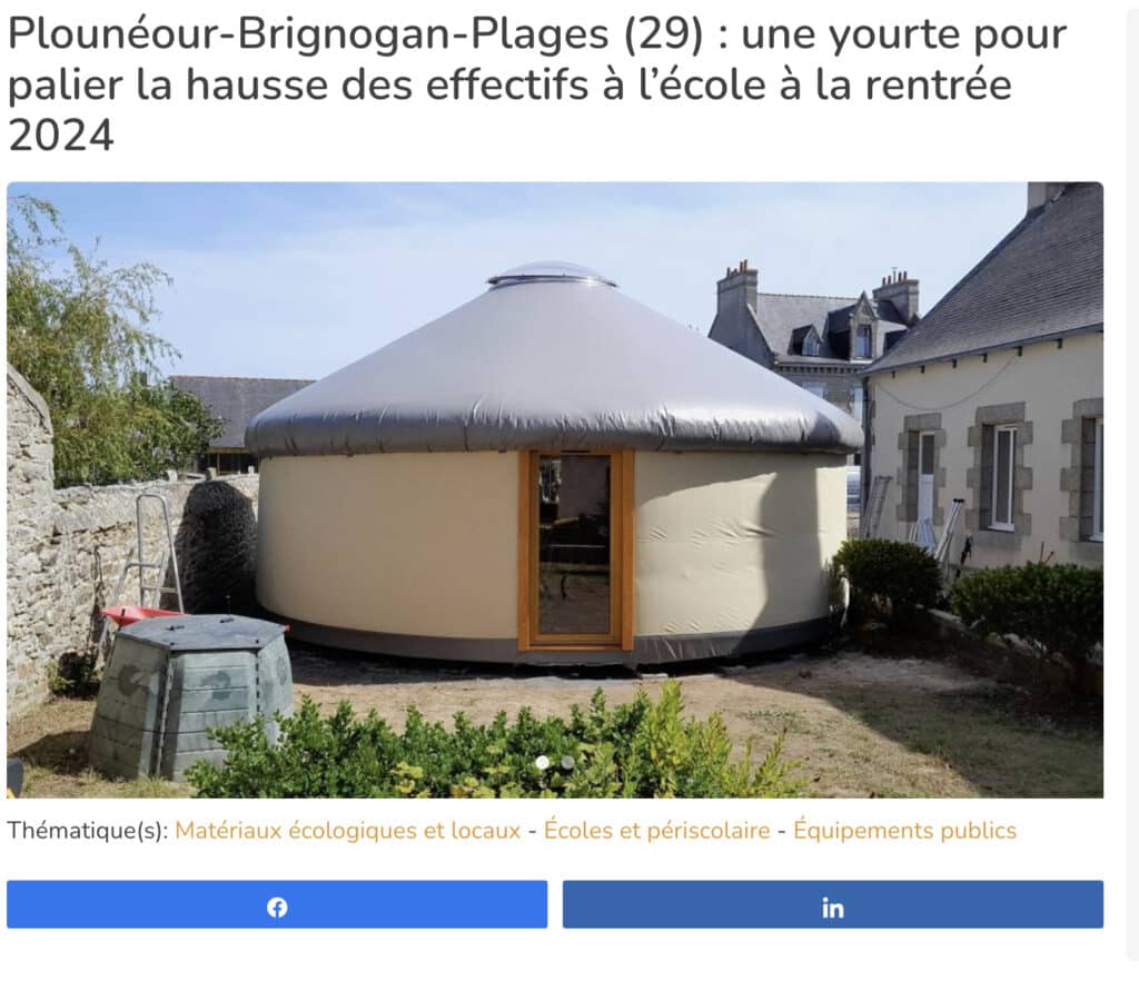 Yourte pour une école c'est la décision des élus.