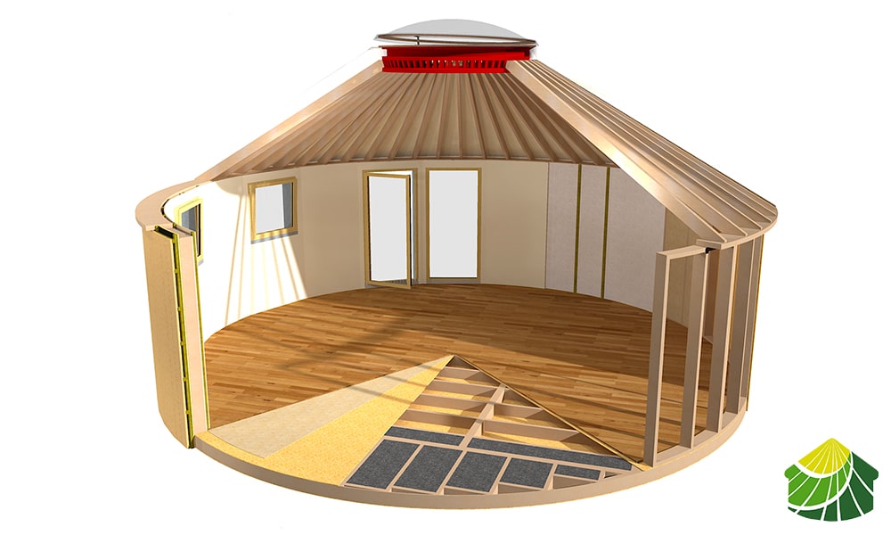 Digital drafting of construction plans for contemporary yurts