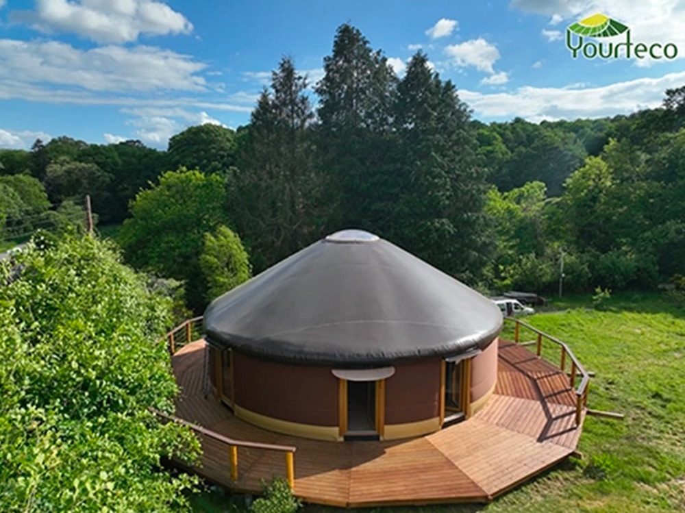 Modern wooden yurt for glamping