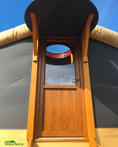 Wooden door for luxury yurt